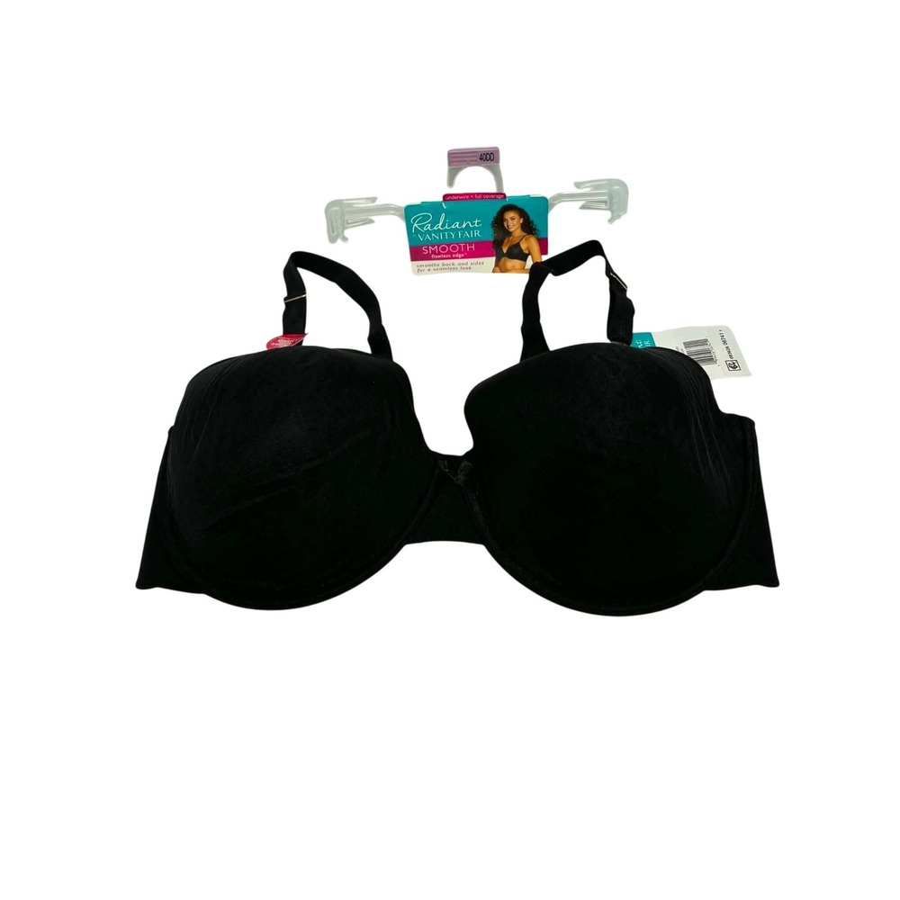 Vanity Fair Radiant Full Coverage Bra Womens 40DD Black Smooth Underwire Support